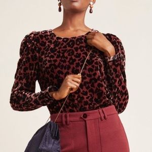 NWT Dolan  leopard print velvet blouse